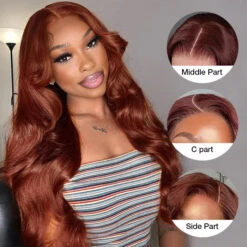 Reddish Brown Body Wave 13×4 Pre Cut HD Lace Front Human Hair Wigs 150% 180% 220% Density -Ethereal Hair Shop 700 33 redish brown 8 5 pre cut lace wigs 18