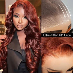 Reddish Brown Body Wave 13×4 Pre Cut HD Lace Front Human Hair Wigs 150% 180% 220% Density -Ethereal Hair Shop 700 33 redish brown 8 5 pre cut lace wigs 19