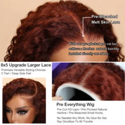 #33 Reddish Brown Water Wave Glueless Wig Big Parting 8*5 HD Lace Closure Wigs Ready To Wear -Ethereal Hair Shop 700 33 redish brown 8 5 pre cut lace wigs 7 15b6d5eb 406c 4177 a841 27024a974a3b 1