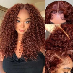 #33 Reddish Brown 5x5 HD Transparent Lace Pre Plucked Natural Hairline Human Hair Wigs -Ethereal Hair Shop 700 33 redish brown lace wigs 3