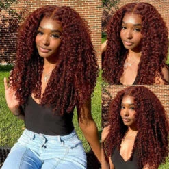 #33 Reddish Brown 5x5 HD Transparent Lace Pre Plucked Natural Hairline Human Hair Wigs -Ethereal Hair Shop 700 33 redish brown lace wigs 7