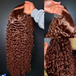 #33 Auburn Reddish Brown Color 4x4 HD Transparent Lace Closure Human Hair Wigs -Ethereal Hair Shop 700 33 redish brown lace wigs 9