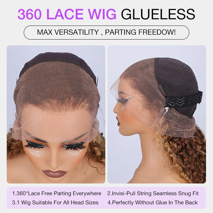 Highlights Pre Plucked 360 Transparent Lace Frontal Wig Straight Deep Wave Human Hair Wigs 14 Highlights Pre Plucked 360 Transparent Lace Frontal Wig Straight Deep Wave Human Hair Wigs - Image 12