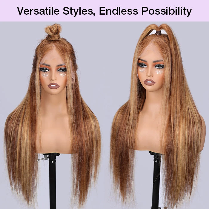 Highlights Pre Plucked 360 Transparent Lace Frontal Wig Straight Deep Wave Human Hair Wigs 7 Highlights Pre Plucked 360 Transparent Lace Frontal Wig Straight Deep Wave Human Hair Wigs - Image 5