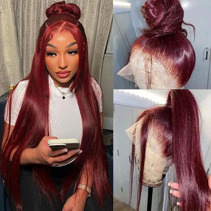 99J Burgundy Invisi-Pull String 360 Full Lace Frontal Wig Glueless HD Lace Human Hair Wigs 8 99J Burgundy Invisi-Pull String 360 Full Lace Frontal Wig Glueless HD Lace Human Hair Wigs - Image 6