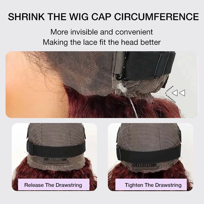 99J Burgundy Invisi-Pull String 360 Full Lace Frontal Wig Glueless HD Lace Human Hair Wigs 11 99J Burgundy Invisi-Pull String 360 Full Lace Frontal Wig Glueless HD Lace Human Hair Wigs - Image 9