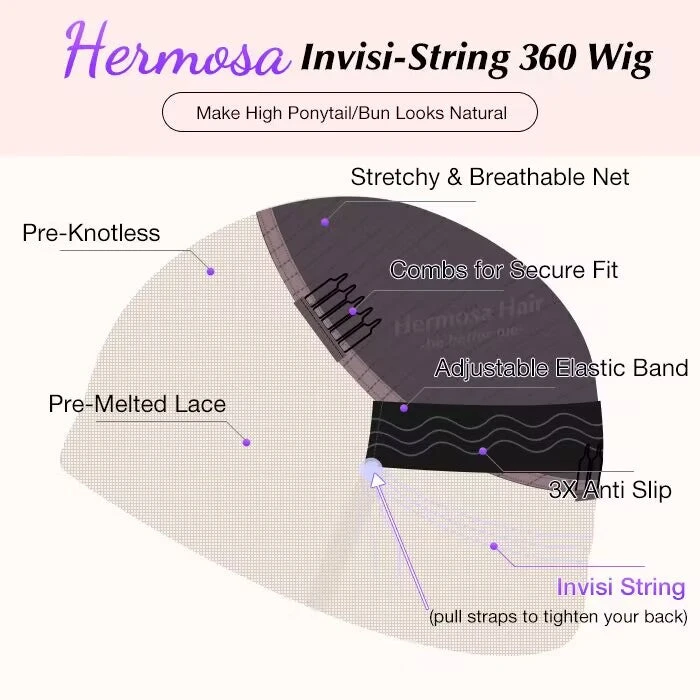 Body Wave Invisi-Pull String Snug Fit 360 HD Lace Frontal Glueless Wig With Pre Bleached Knots 13 Body Wave Invisi-Pull String Snug Fit 360 HD Lace Frontal Glueless Wig With Pre Bleached Knots - Image 11