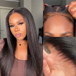 Kinky Straight Invisible-String Snug Fit 360 Full Lace Pre Plucked & Bleached HD Lace Glueless Wigs -Ethereal Hair Shop 700 360 kinky straight invisi string wigi 10