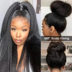 Glueless Kinky Straight Invisible-String Snug Fit 360 Full Lace Pre Plucked & Bleached HD Lace Wigs 25 Glueless Kinky Straight Invisible-String Snug Fit 360 Full Lace Pre Plucked & Bleached HD Lace Wigs -Ethereal Hair Shop 700 360 kinky straight invisi string wigi 18