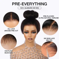 Kinky Straight Invisible-String Snug Fit 360 Full Lace Pre Plucked & Bleached HD Lace Glueless Wigs -Ethereal Hair Shop 700 360 kinky straight invisi string wigi 3