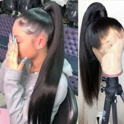 Straight Invisi-String Snug Fit 360 HD Lace Frontal Glueless Pre Bleached Human Hair Wig -Ethereal Hair Shop 700 360 lace wig 27