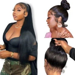 Invisi-String Straight 360 HD Lace Wig Human Hair Snug Fit Glueless Wig Pre Bleached Knots Lace Parting Anywhere -Ethereal Hair Shop 700 360 lace wigs 10