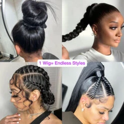 Glueless 360 Full Lace Frontal Straight Wigs With Invisi-String Affordable Snug Fit Human Hair Wigs Lace Parting Anywhere -Ethereal Hair Shop 700 360 straight invisi string 13