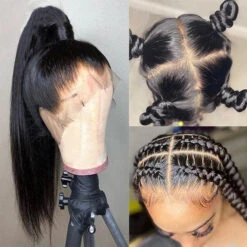 Glueless 360 Full Lace Frontal Straight Wigs With Invisi-String Affordable Snug Fit Human Hair Wigs Lace Parting Anywhere -Ethereal Hair Shop 700 360 straight invisi string 30