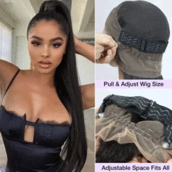Glueless 360 Full Lace Frontal Straight Wigs With Invisi-String Affordable Snug Fit Human Hair Wigs Lace Parting Anywhere -Ethereal Hair Shop 700 360 straight invisi string 7