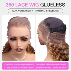 Highlight Ombre Color Deep Wave Invisi-String Snug Fit 360 HD Transparent Lace Frontal Wig Glueless Human Hair 14 Highlight Ombre Color Deep Wave Invisi-String Snug Fit 360 HD Transparent Lace Frontal Wig Glueless Human Hair -Ethereal Hair Shop 700 4 27 highlight 360 lace wig 22