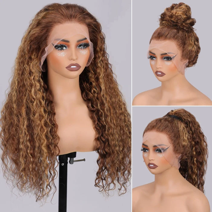 Highlight Ombre Color Deep Wave Invisi-String Snug Fit 360 HD Transparent Lace Frontal Wig Glueless Human Hair 5 Highlight Ombre Color Deep Wave Invisi-String Snug Fit 360 HD Transparent Lace Frontal Wig Glueless Human Hair - Image 3