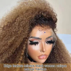 4C Edge Glueless Wigs Brown Highlight Water Wave Wigs 13x4 13x6 Invisible HD Lace Front Wigs With Drawstring Beginner Friendly -Ethereal Hair Shop 700 4 27 highlight 4c edges curly lace wig 3