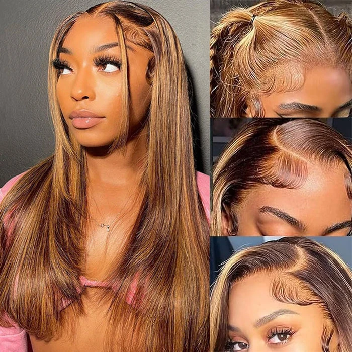 Hermosa Layered Cut 4/27 Highlight 13x4 Transparent Lace Wigs Straight Human Hair Wigs 9 Hermosa Layered Cut 4/27 Highlight 13x4 Transparent Lace Wigs Straight Human Hair Wigs - Image 7