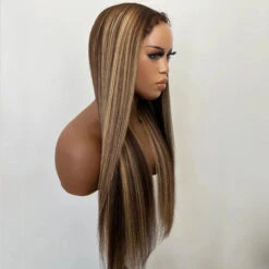 4C Edge Glueless Wigs Brown Highlight Water Wave Wigs 13x4 13x6 Invisible HD Lace Front Wigs With Drawstring Beginner Friendly -Ethereal Hair Shop 700 4 27 highlight kinky edges lace wig 7
