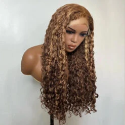 4C Edge Glueless Wigs Brown Highlight Water Wave Wigs 13x4 13x6 Invisible HD Lace Front Wigs With Drawstring Beginner Friendly -Ethereal Hair Shop 700 4 27 highlight kinky edges water wave lace wig 7
