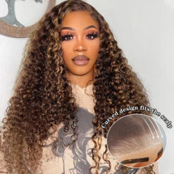 Highlight Deep Wave Ready & Go Glueless Wig 8*5 Pre Cut Lace Closure Wigs #P4/27 Color -Ethereal Hair Shop 700 4 27 highlight ready go wig 12