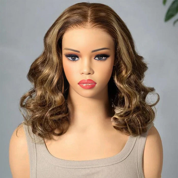 Highlight Color Short Loose Body Wave Pre Cut 8×5 HD Lace Wear Go Glueless Human Hair Wigs 220% Density 5 Highlight Color Short Loose Body Wave Pre Cut 8×5 HD Lace Wear Go Glueless Human Hair Wigs 220% Density - Image 3