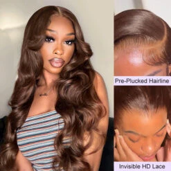 #4 Chocolate Brown 4x4/5x5 Invisible HD Lace Closure Human Hair Wigs With Pre Plucked Natural Hairline -Ethereal Hair Shop 700 4 chocolate brown hd lace wig 1
