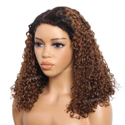 Glueless 4C Edges Hairline Curly Wigs Ombre Brown 13x4 Frontal HD Lace Human Hair Pre Everything Wigs For Women -Ethereal Hair Shop 700 4C Edges Ombre Black Brown 7