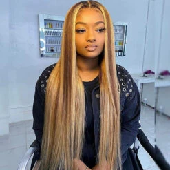 4/27 Highlight Brown Straight Wig 13x4 13x6 HD Lace Front Wigs Honey Blonde Human Hair Wigs -Ethereal Hair Shop 700 4 27 highlight lace wigs 15