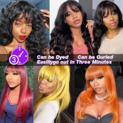 Glueless Human Hair Wigs With Bangs For Black Women Straight 2x4 HD Lace Wigs With Bangs 13 Glueless Human Hair Wigs With Bangs For Black Women Straight 2x4 HD Lace Wigs With Bangs -Ethereal Hair Shop 700 4 3 1
