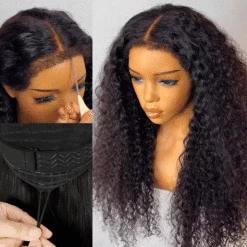 Glueless Pull Go Drawstring Curly Wig With 4C Curly Edge Hairline 13x4 13x6 HD Lace Human Hair Wigs 220%Density Full Hair -Ethereal Hair Shop 700 4c drawstring 1