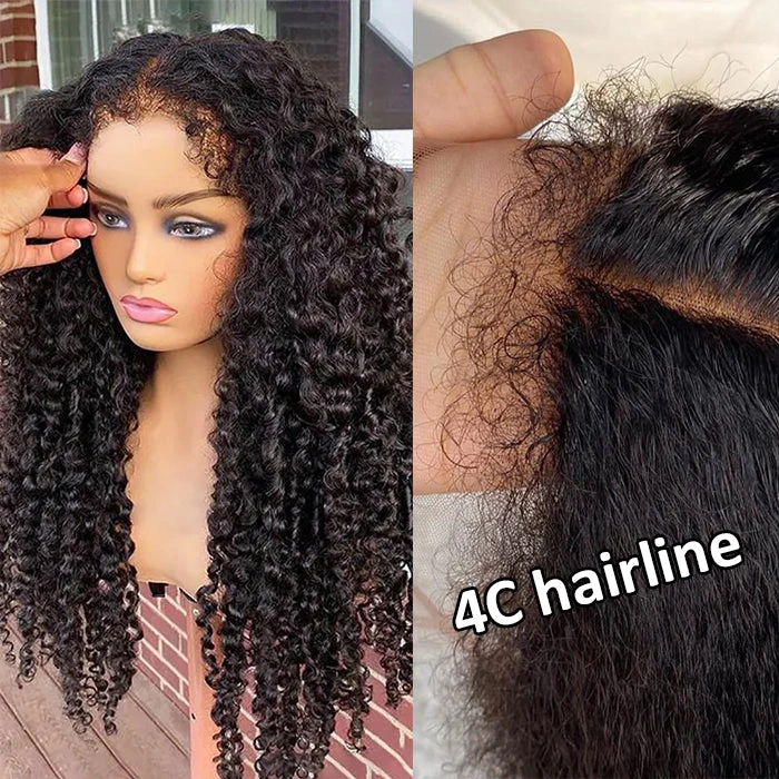 4C Edges Hairline Wig Transparent 13x4 HD Lace Pre-Plucked Curly Human Hair Wig With Curly Baby Hair 5 4C Edges Hairline Wig Transparent 13x4 HD Lace Pre-Plucked Curly Human Hair Wig With Curly Baby Hair - Image 3