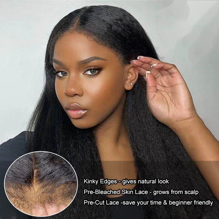 Kinky Edges Hairline Lace Front Wigs Pre Cut 8x5 13x4 HD Lace Human Hair Wigs 180% Density 6 Kinky Edges Hairline Lace Front Wigs Pre Cut 8x5 13x4 HD Lace Human Hair Wigs 180% Density - Image 4