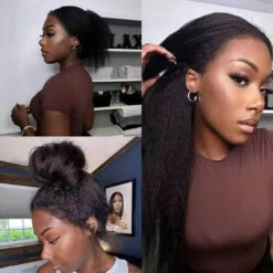 Glueless 4C Kinky Edge Hairline Kinky Straight Human Hair Wigs Pre Cut Lace 8x5 13x4 360 HD Lace Frontal Wigs 220% Density -Ethereal Hair Shop 700 4c edges lace wigs 86