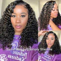 Blonde Highlight Curly Lace Wig 220% Density 13x4 Ear To Ear Lace Frontal Put On And Go Glueless Wig -Ethereal Hair Shop 700 5 8