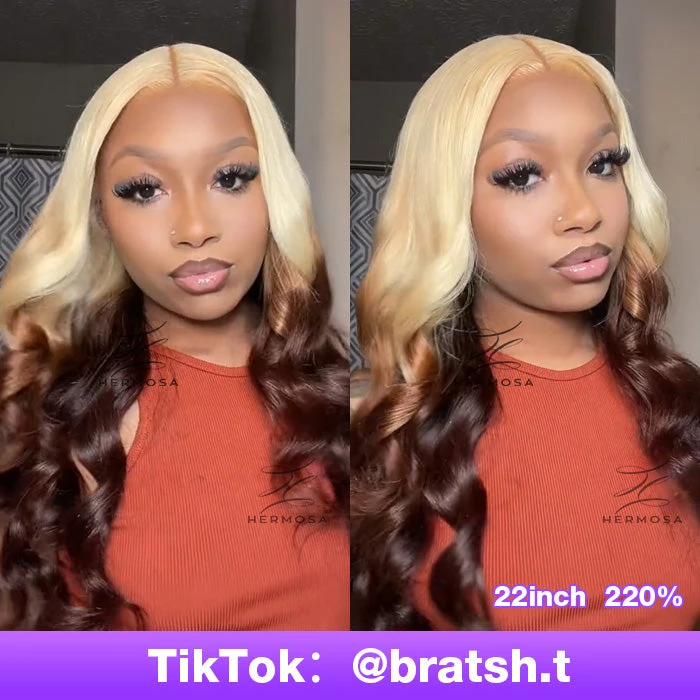 613 Blonde Ombre Lace Front Wig Brazilian Body Wave Human Hair Wigs Pre Plucked 7 613 Blonde Ombre Lace Front Wig Brazilian Body Wave Human Hair Wigs Pre Plucked - Image 5