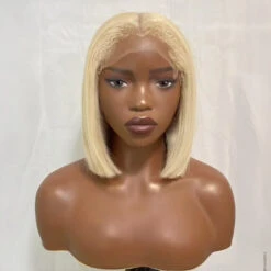 4C Edges Hairline Blonde 613 Silky Straight Glueless Ready To Wear Pre-Cut Lace Bob Wigs 220% Density