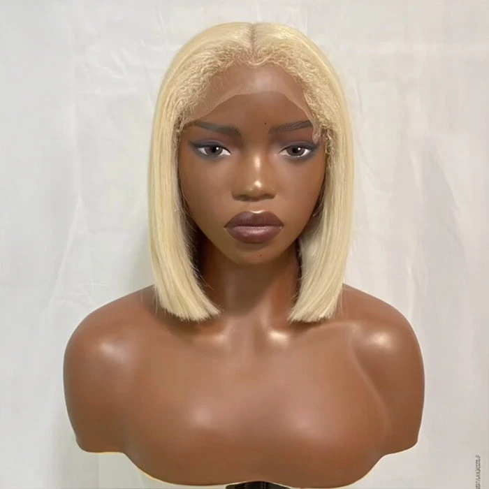 4C Edges Hairline Blonde 613 Silky Straight Glueless Ready To Wear Pre-Cut Lace Bob Wigs 220% Density 3 4C Edges Hairline Blonde 613 Silky Straight Glueless Ready To Wear Pre-Cut Lace Bob Wigs 220% Density