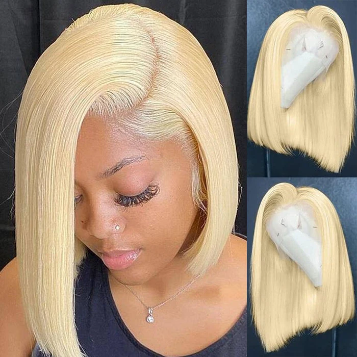 613 Blonde Straight Bob Wigs Human Hair Pre Plucked Glueless HD Lace Wig 220% Density 5 613 Blonde Straight Bob Wigs Human Hair Pre Plucked Glueless HD Lace Wig 220% Density - Image 3