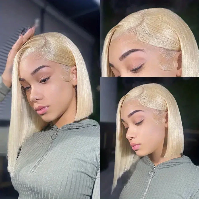 613 Blonde Straight Bob Wigs Human Hair Pre Plucked Glueless HD Lace Wig 220% Density 8 613 Blonde Straight Bob Wigs Human Hair Pre Plucked Glueless HD Lace Wig 220% Density - Image 6
