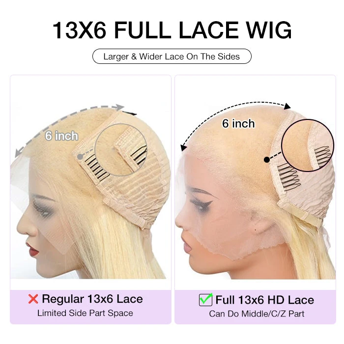 613 Blonde 13x6 Full Lace Frontal Straight Wigs Pre Plucked HD Lace Human Hair Wigs For Women 14 613 Blonde 13x6 Full Lace Frontal Straight Wigs Pre Plucked HD Lace Human Hair Wigs For Women - Image 12