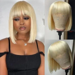 Short Bob Wigs For Girl 13*4 HD Lace Front Human Hair Wigs Pre Plucked -Ethereal Hair Shop 700 613 straight bob wig with bangs 4