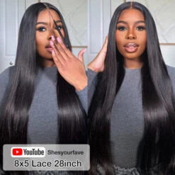 Glueless Straight Wig 8x5 Closure HD Lace 100% Human Hair Wigs With Invisible Bleached Small Knots 22 Glueless Straight Wig 8x5 Closure HD Lace 100% Human Hair Wigs With Invisible Bleached Small Knots -Ethereal Hair Shop 700 6 24