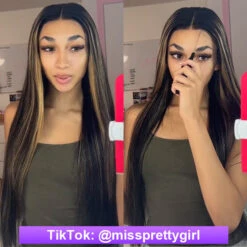 Blonde Highlight HD Lace Closure Wigs #M1B/27 Color Glueless Ready & Go Wig 26 Blonde Highlight HD Lace Closure Wigs #M1B/27 Color Glueless Ready & Go Wig -Ethereal Hair Shop 700 8 5 pre cut lace 1b 27 highlight lace wig 1 3