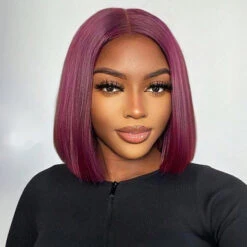 220% Density Short Straight Bob Wigs 13x4 HD Lace Front Wigs Pre Plucked & Bleached Knots Glueless Human Hair Wig -Ethereal Hair Shop 700 99J bob wig 10