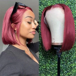 Short Bob Wigs For Girl 13*4 HD Lace Front Human Hair Wigs Pre Plucked -Ethereal Hair Shop 700 99J bob wig 4 25841102 d6b8 40fb add4 a0a60b63c5dd