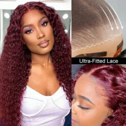 #99J Burgundy Wig Deep Wave Glueless Ready & Go Pre Cut Lace Closure Wig With Natural Hairline -Ethereal Hair Shop 700 99j pre cut lace wig 1