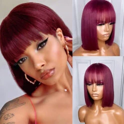 Short Bob Wigs For Girl 13*4 HD Lace Front Human Hair Wigs Pre Plucked -Ethereal Hair Shop 700 99j straight bob wig with bangs 1