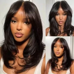 Layered Straight Wig With Curtain Bangs Ready Go Glueless 8x5 Pre Cut Lace Human Hair Wig -Ethereal Hair Shop 700 Curtain Bangs wigs 1 10 f6c472b6 237f 4fe9 8438 94f0ba36eb8d